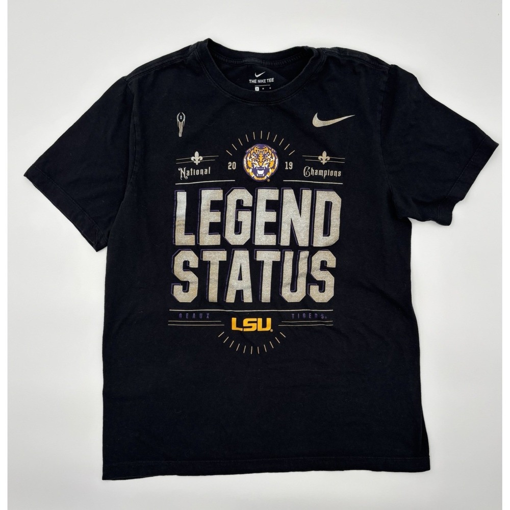Nike LSU Tigers 2019 National Champions Shirt Mens M Legend Status Black